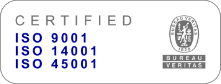 Label ISO 9001, ISO 14001, ISO 45001